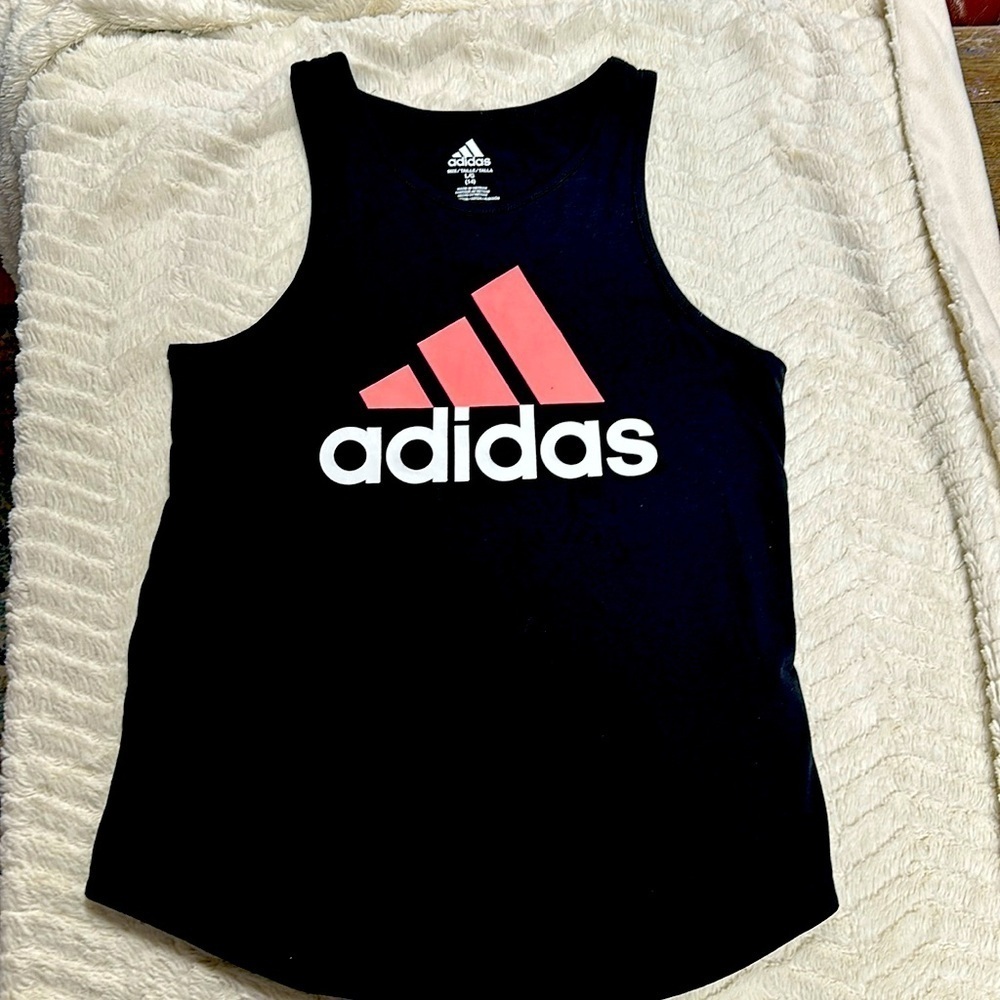 ADIDAS GIRLS BLACK Cotton Graphic TANK TOP LG/ 14